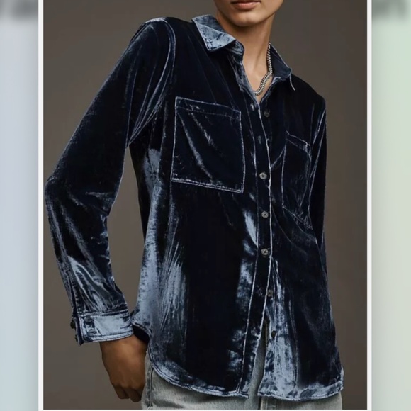 NWT - Pilcro Hadley Relaxed Button-down Velvet Edition - Picture 11 of 11